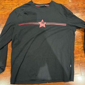 Mexx Black Long Sleeve Shirt with Red Star Design